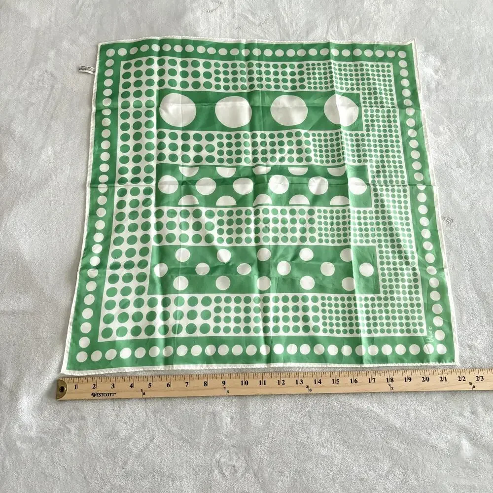Vintage Scarf Vera Neumann Scarf Green White Polka Dot MCM Mod Retro Japan